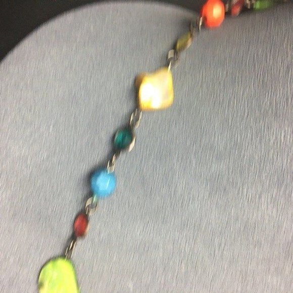 Long Bronze Multicolor Necklace Mother Of Pearl Seashell Faceted Transluscent - Picture 2 of 9